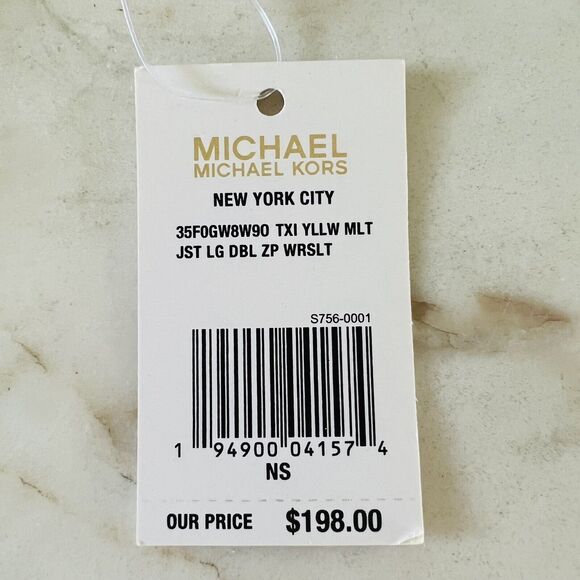 MICHAEL KORS New York City Taxi Yellow Multi Leather Double Zip Wallet Wristlet - Picture 7 of 7